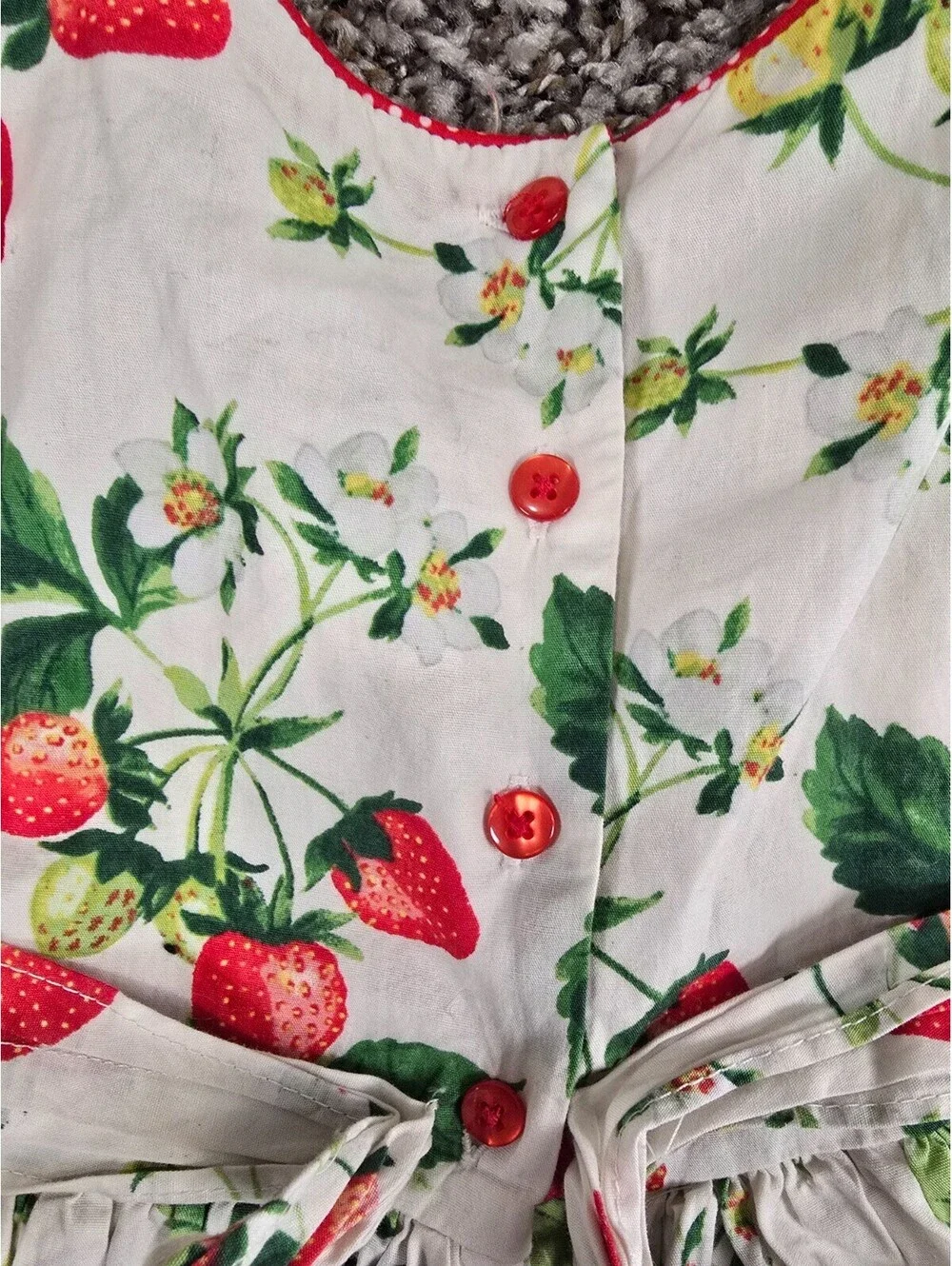 Laura Ashley London Girls Sz 5 Sleeveless Dress Summer Strawberry Print Red